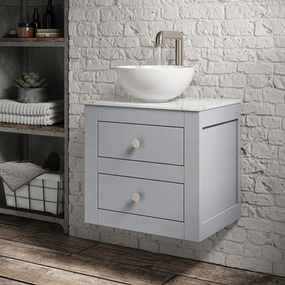 Crosswater Canvass 485 Double Drawer Unit with Carrara Marble Effect Worktop