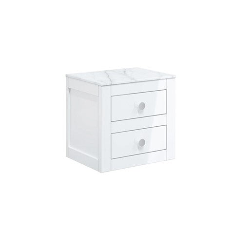 Crosswater Canvass 485 Double Drawer Unit with Carrara Marble Effect Worktop