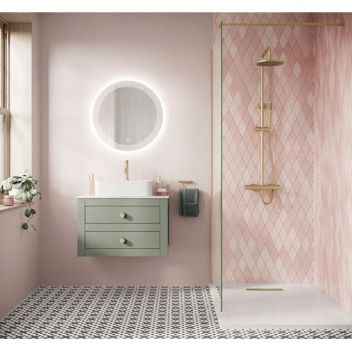 Crosswater Canvass 700 Double Drawer Unit with Carrara Marble Effect Worktop