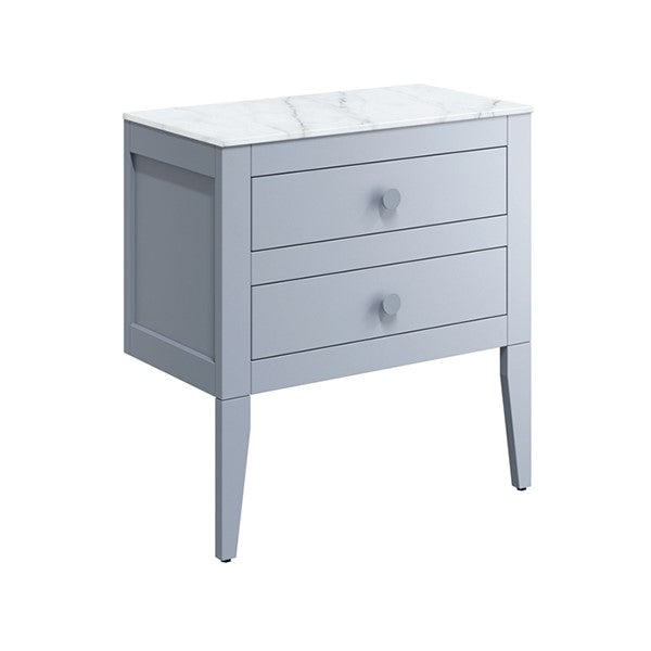 Crosswater Canvass 700 Double Drawer Unit with Carrara Marble Effect Worktop