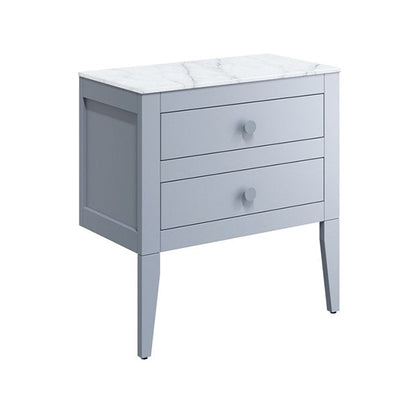 Crosswater Canvass 700 Double Drawer Unit with Carrara Marble Effect Worktop
