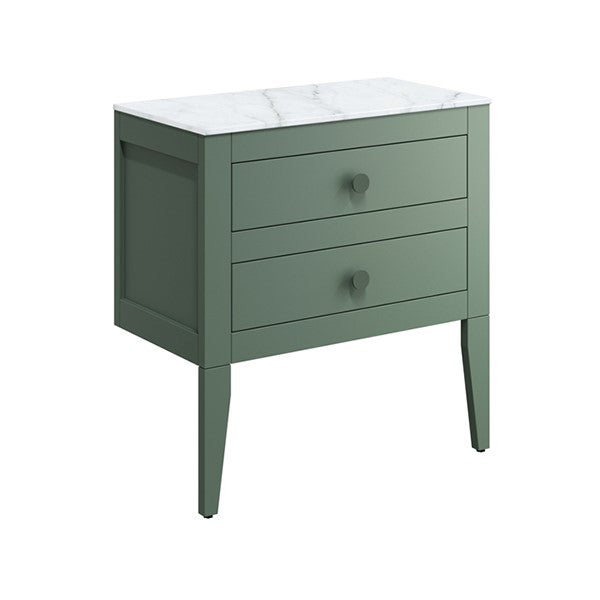 Crosswater Canvass 700 Double Drawer Unit with Carrara Marble Effect Worktop