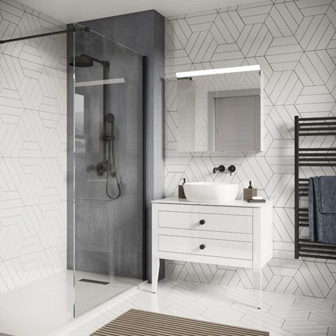 Crosswater Canvass 900 Double Drawer Unit with Carrara Marble Effect Worktop
