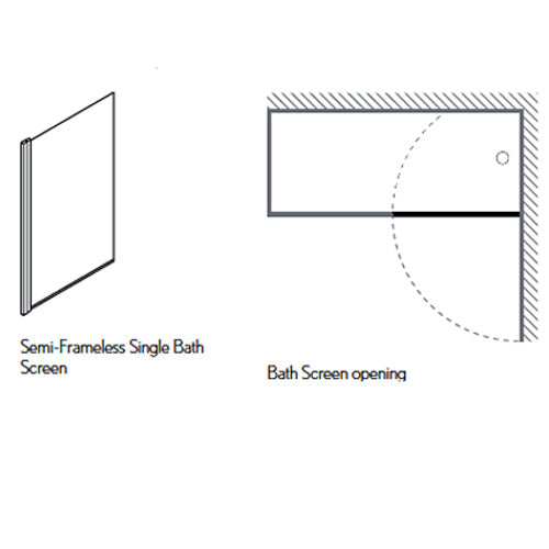 Crosswater Design Single Hinged Bath Screen 1500 x 850mm