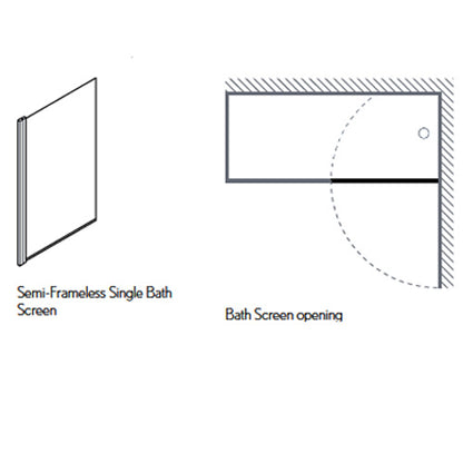 Crosswater Design Single Hinged Bath Screen 1500 x 850mm