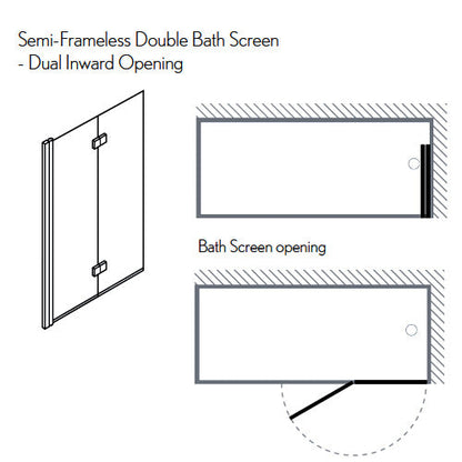 Crosswater Design Double Bath Screen - Dual Inward Opening