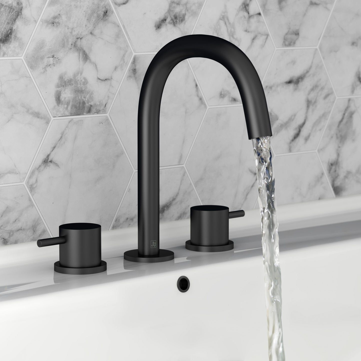 Just Taps Plus Vos 3 Hole Deck Mounted Basin Mixer with Designer Handle