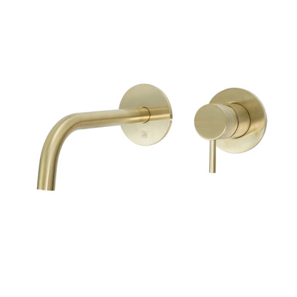 Just Taps Plus Vos Single Lever Wall Mounted Basin Mixer 200mm Slim Spout with Designer Handle