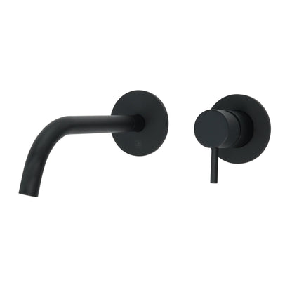 Just Taps Plus Vos Single Lever Wall Mounted Basin Mixer 200mm Slim Spout with Designer Handle