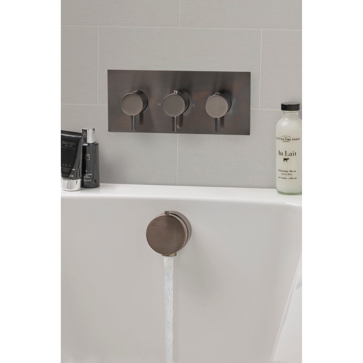 Just Taps Plus Vos Thermostatic Concealed 3 Outlet Shower Valve, Horizontal with Designer Handles