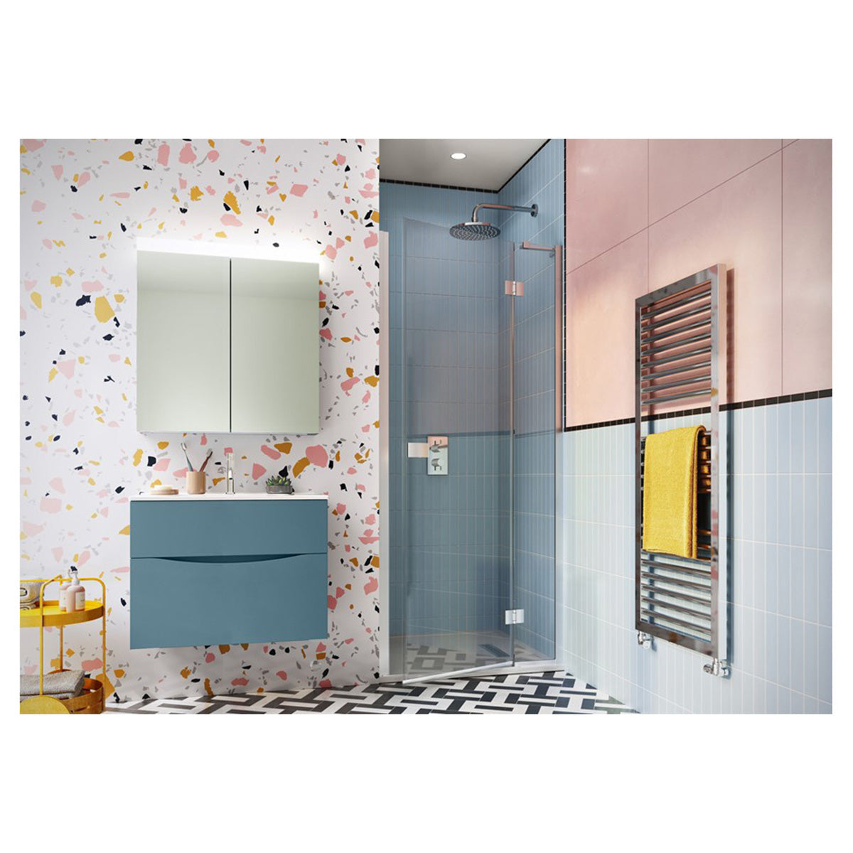 Crosswater Design DHDSC0800_V2 8 Hinged Shower Door with Inline Panel