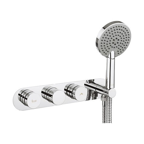 Crosswater Dial Central Trim Thermostatic Bath Valve with 2 Way Diverter & 3 Mode Handset