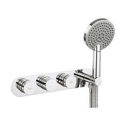 Crosswater Dial Central Trim Thermostatic Bath Valve with 2 Way Diverter & 3 Mode Handset