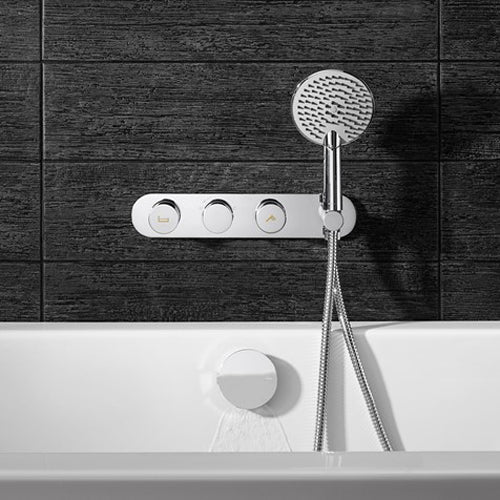 Crosswater Dial Central Trim Thermostatic Bath Valve with 2 Way Diverter & 3 Mode Handset