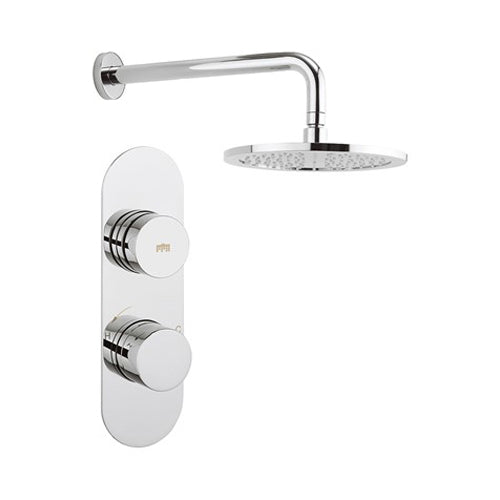 Crosswater Dial Central Trim Single Outlet Thermostatic Shower Valve & Fixed Head