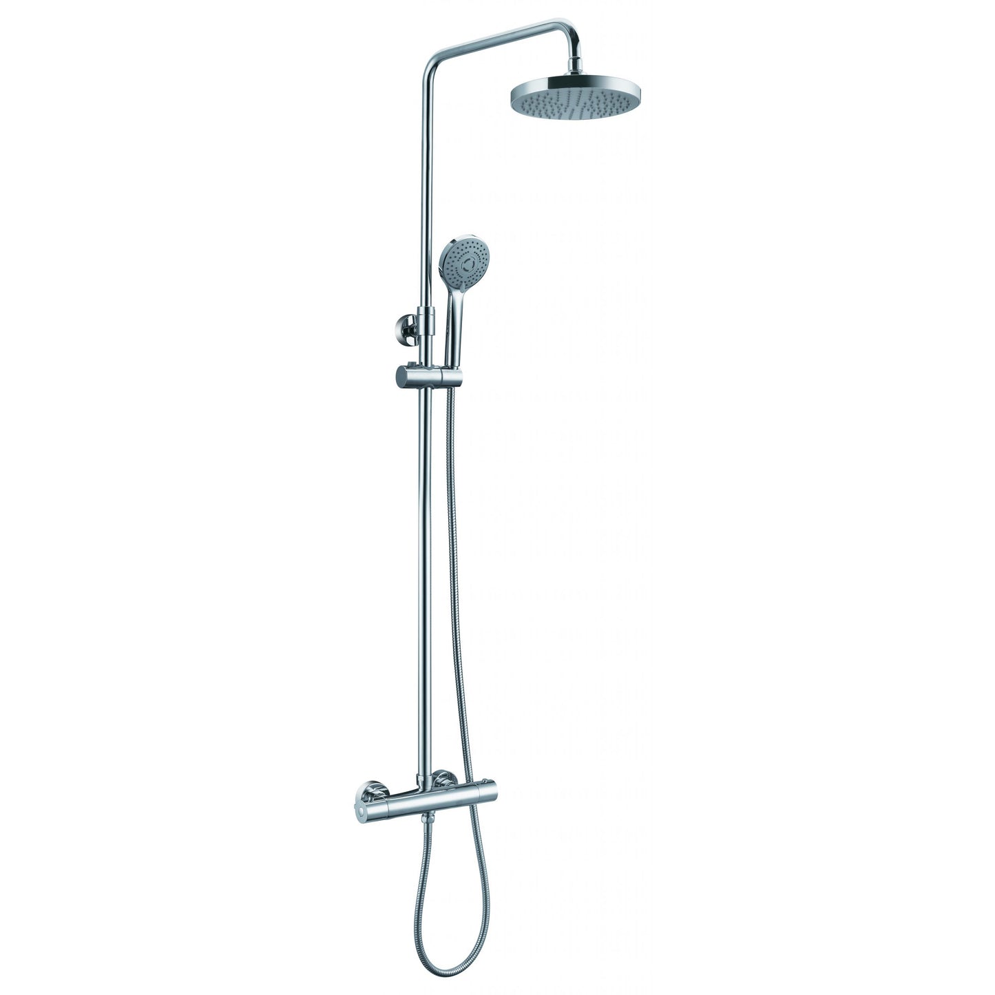 Just Taps Plus Eco Round Thermostatic Bar Valve with 2 Outlets, Adjustable Riser and Shower Kit
