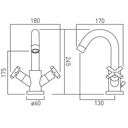 VADO Elements Mono Basin Mixer And Pop-Up Waste