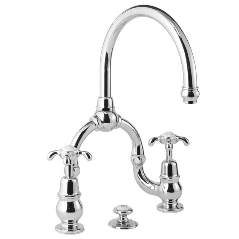 Lefroy Brooks La Chapelle Deck Mounted Basin Bridge Mixer With Pop Up Waste (choose finish)