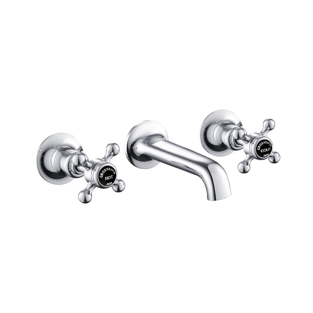 Just Taps Plus Grosvenor 3 Hole Wall Mounted Basin Mixer