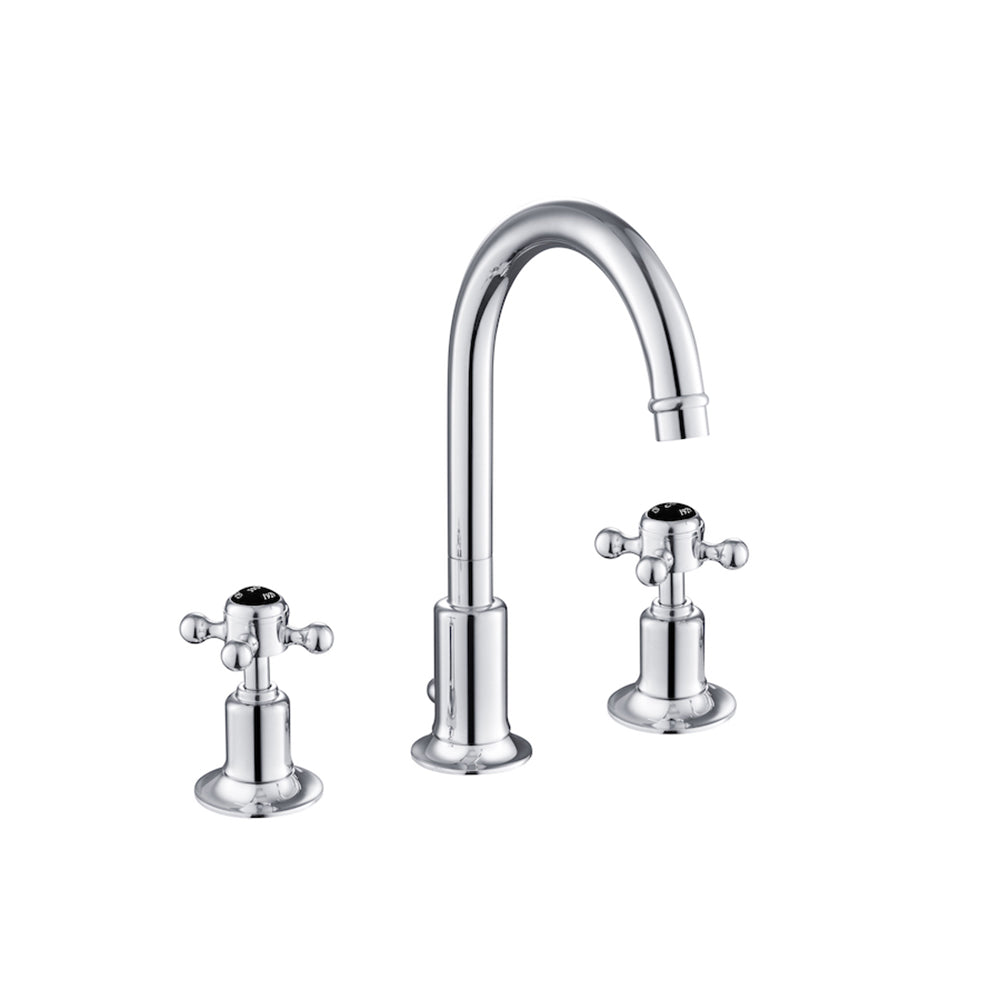 Just Taps Plus Grosvenor 3 Hole Basin Mixer with Swivel Spoutand Pop Up Waste