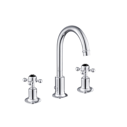 Just Taps Plus Grosvenor 3 Hole Basin Mixer with Swivel Spoutand Pop Up Waste