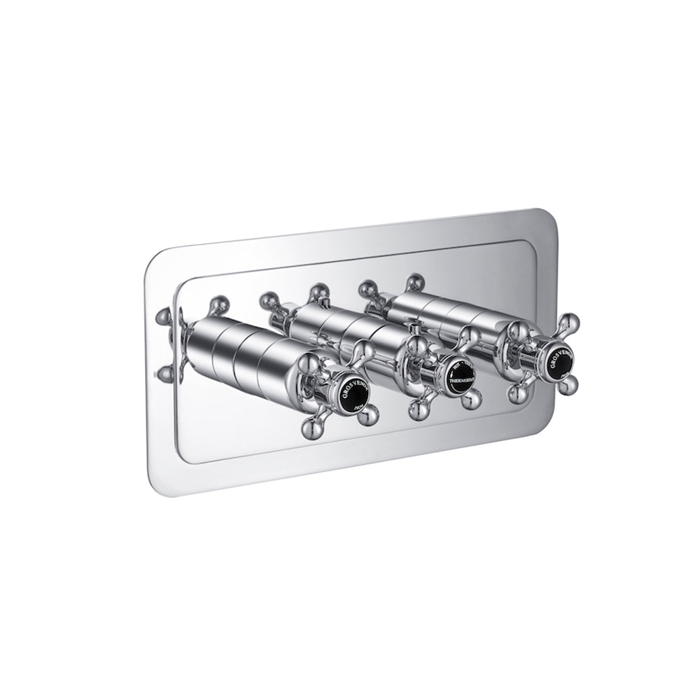 Just Taps Plus Grosvenor Thermostatic Concealed 3 Outlet Shower Valve - Horizontal