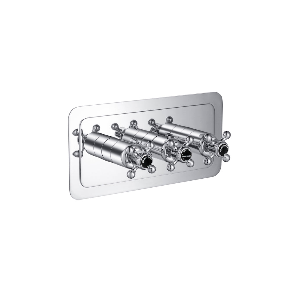 Just Taps Plus Grosvenor Thermostatic Concealed 2 Outlet Shower Valve - Horizontal