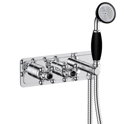 Just Taps Plus Grosvenor Thermostatic Concealed 2 Outlet Valve and Handset Attachment