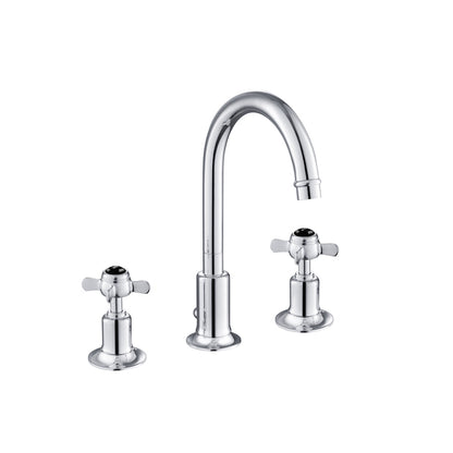 Just Taps Plus Grosvenor 3 Hole Basin Mixer with Swivel Spout and Pop Up Waste