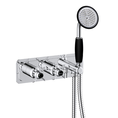 Just Taps Plus Grosvenor Pinch Thermostatic 2 Outlet Concealed Valve and Handset Attachment