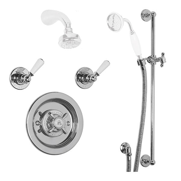 Lefroy Brooks Godolphin Concealed Archipelago Thermostatic Shower Mixer Valve With Choice Of fixed Head & Handset - Chrome