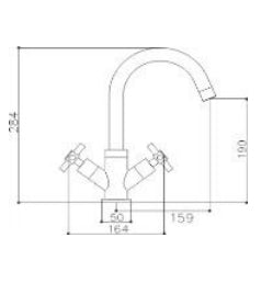 Kitchen Sink Mixer Chrome With Swivel Spout & Cross Handles