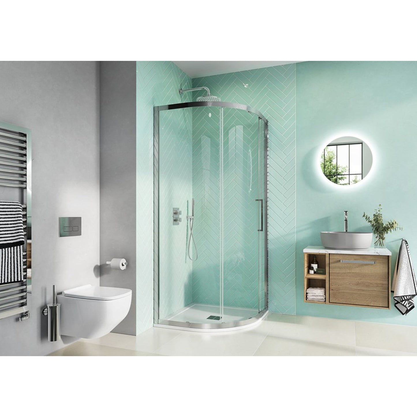 Crosswater Infinity IQSSC0900+ 8 Quadrant Single Door, Polished Stainless Steel