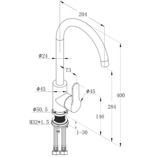 Just Taps Plus Inox Single Lever Sink Mixer, Swivel Spout in Stainless Steel finish