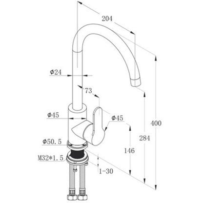 Just Taps Plus Inox Single Lever Sink Mixer, Swivel Spout in Stainless Steel finish