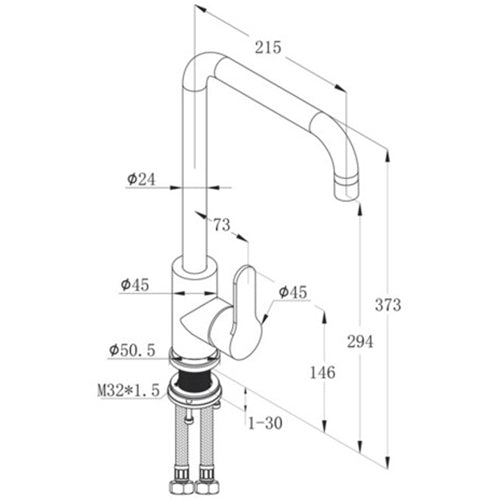 Just Taps Plus Inox Mono Single Lever Sink Mixer, Swivel Spout in Stainless Steel finish