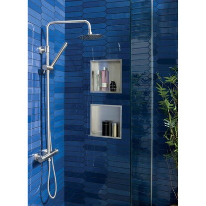 Just Taps Plus Inox Thermostatic Bar Valve with 2 Outlets, Adjustable Riser and Shower Kit