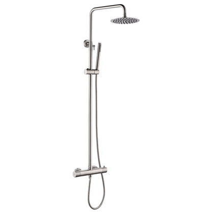 Just Taps Plus Inox Thermostatic Bar Valve with 2 Outlets, Adjustable Riser and Shower Kit