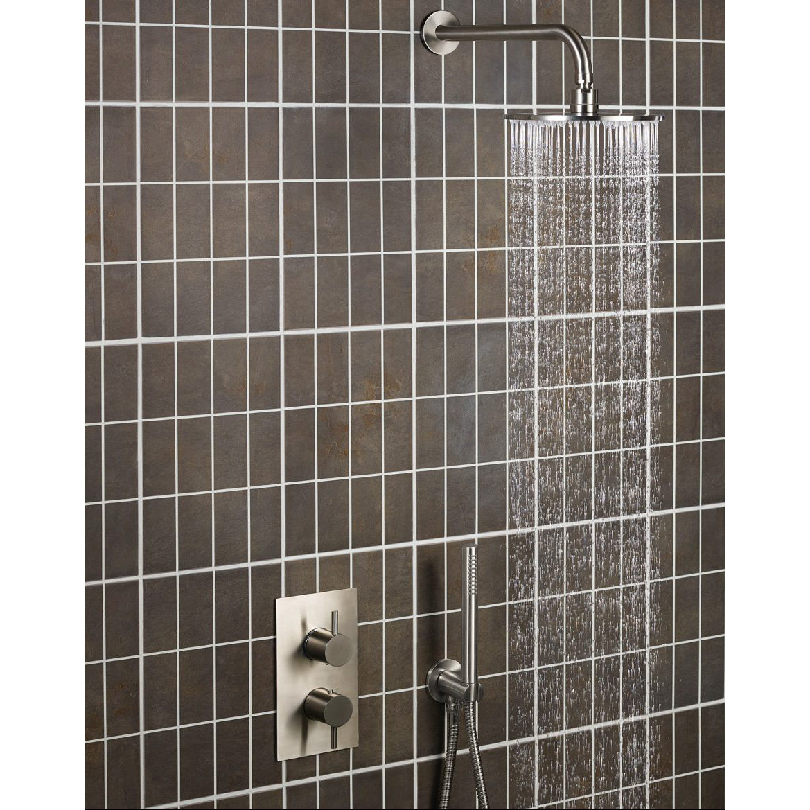 Just Taps Plus Inox Thermostatic Concealed 3 Outlet Shower Valve