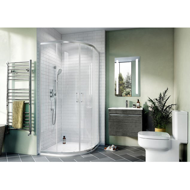 Crosswater Kai KLQDS0800 6 Quadrant Double Doors, Silver Finish