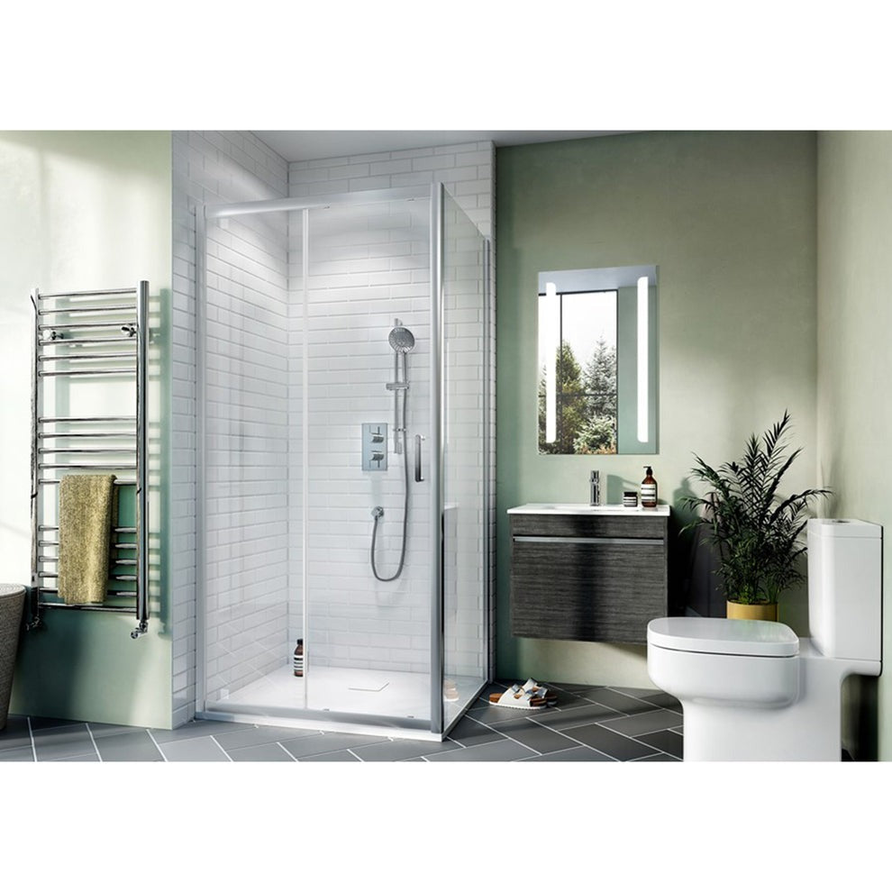 Kai 6 Single Sliding Bath Door 1100mm x 1900mm - Silver