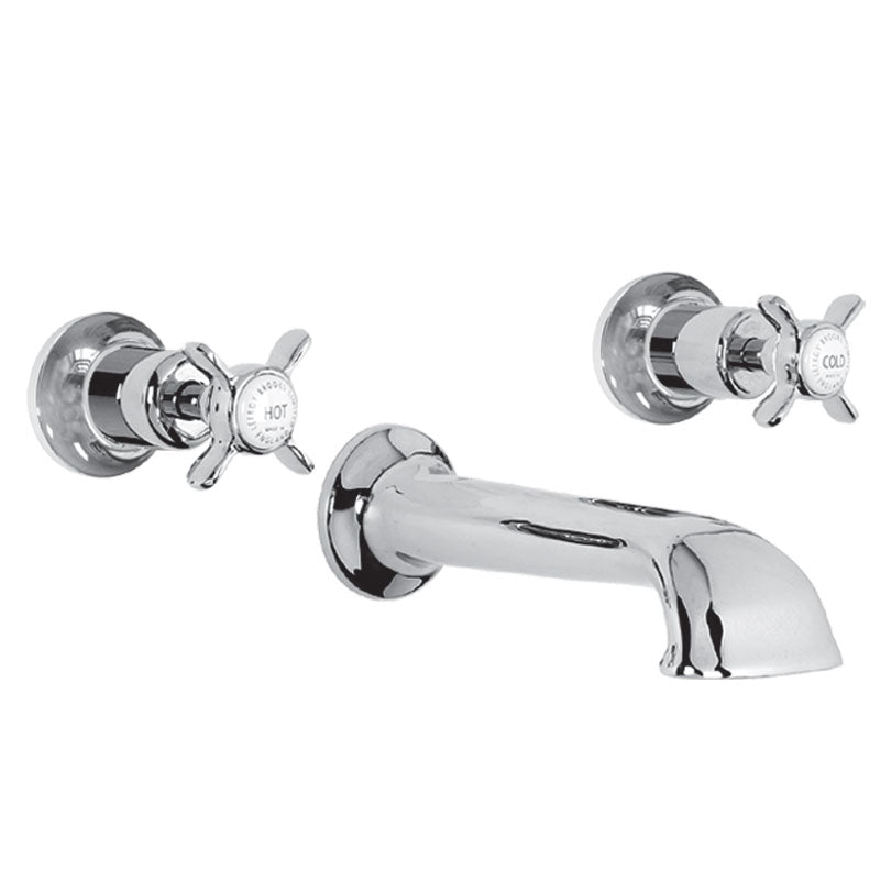 Lefroy Brooks Classic 3 Hole Wall Mounted Bath Filler (choose finish)