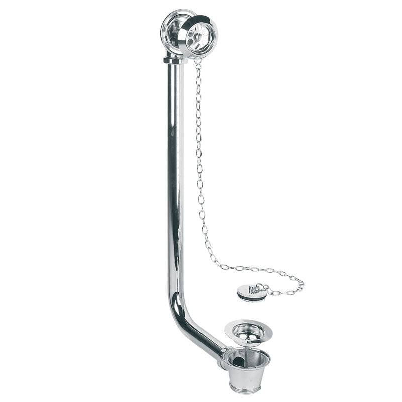 Lefroy Brooks Exposed Bath Waste & Brass Overflow Pipe - Silver Nickel