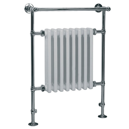 Lefroy Brooks Classic Heated Towel Rail with White Cast Iron Inset Radiator (953Hx669W) Duel Fuel - Chrome