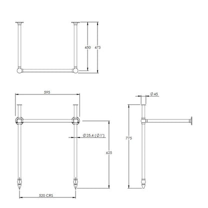 Lefroy Brooks Metropole Basin Stand (760Hx530Wx450D) - Silver Nickel