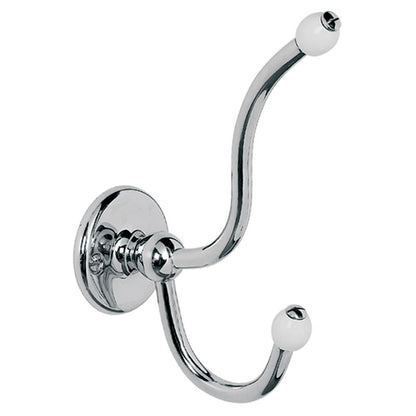 Lefroy Brooks Classic Double Robe Hook With Ceramic Acorns - Antique Gold