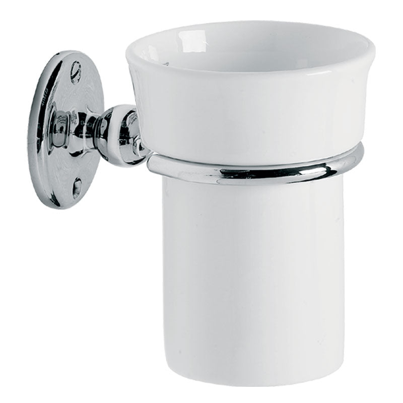 Lefroy Brooks Edwardian Ceramic Mug & Tumbler Holder - Silver Nickel