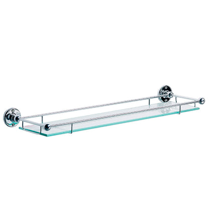 Lefroy Brooks Edwardian Glass Shelf w/ Rail - Silver Nickel