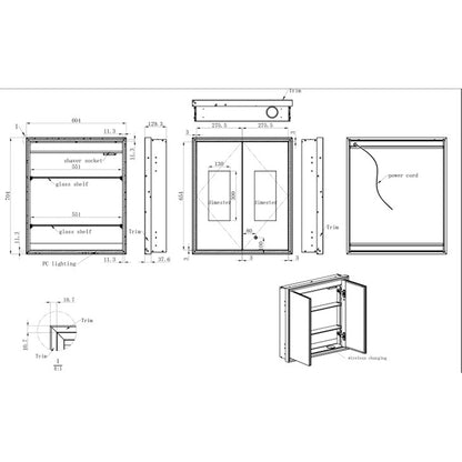 Just Taps Plus Luca Recessed Mirror Cabinet with Trim 600 x 700