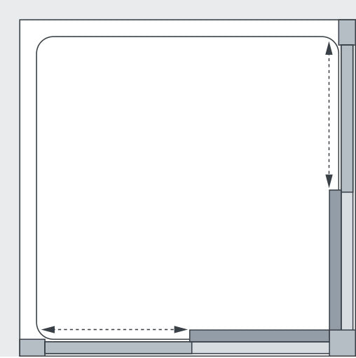 Lakes Malmo Corner Entry Shower Door 750mm Silver Frame